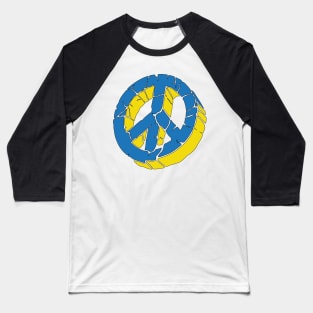 Blue and Yellow Peace Sign Ukraine Flag Colors Peace Symbol Baseball T-Shirt